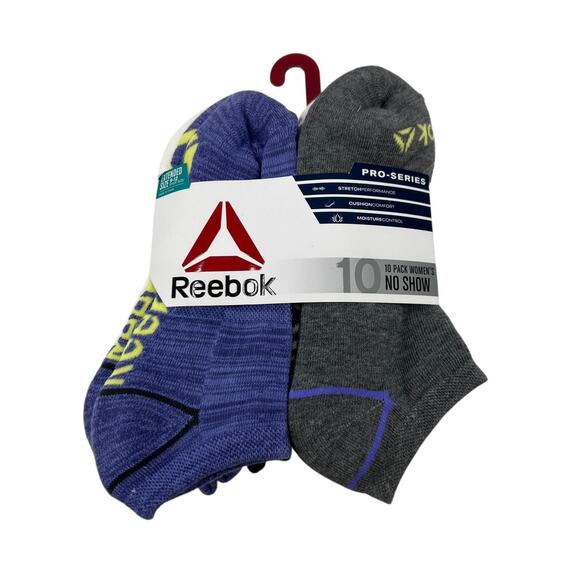 Reebok Socks Womens 9-12 Pro Series Stretch Performance No Show Stretch 10-Pack - Picture 1 of 9